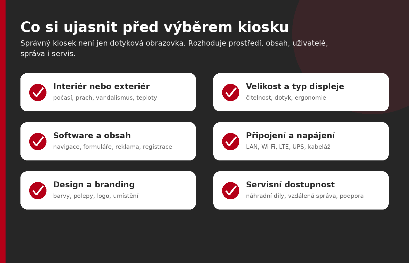 Checklist před výběrem informačního nebo samoobslužného kiosku